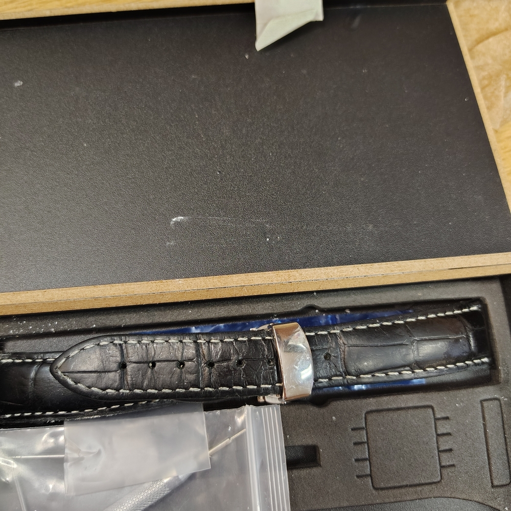 Black Leather Watch Strap with Silver Clasp